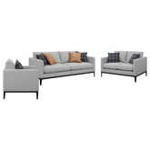 Apperson 3-piece Upholstered Track Arm Sofa Set Light Grey